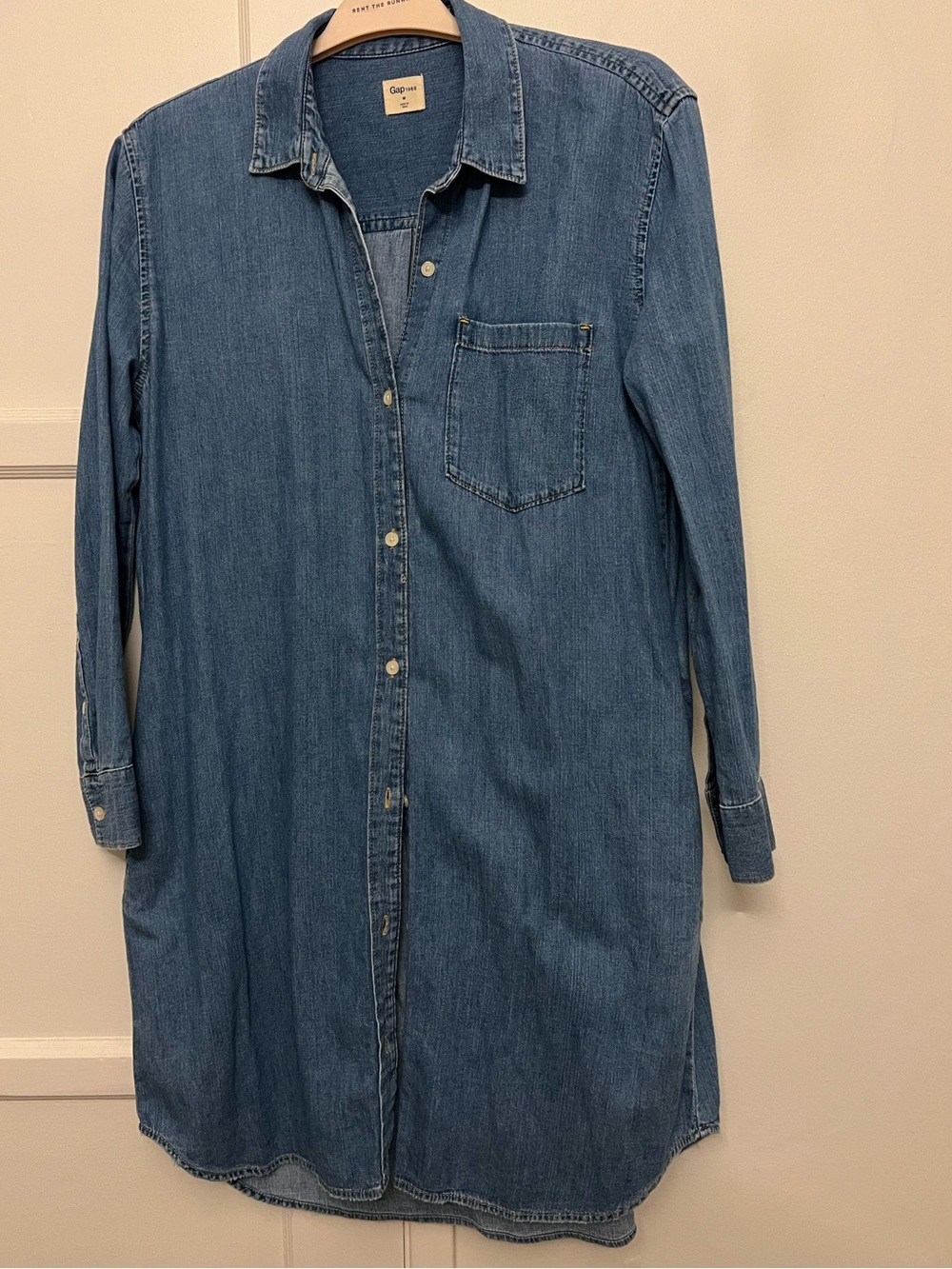GAP Denim Midi Shirt Dress in Classic Blue